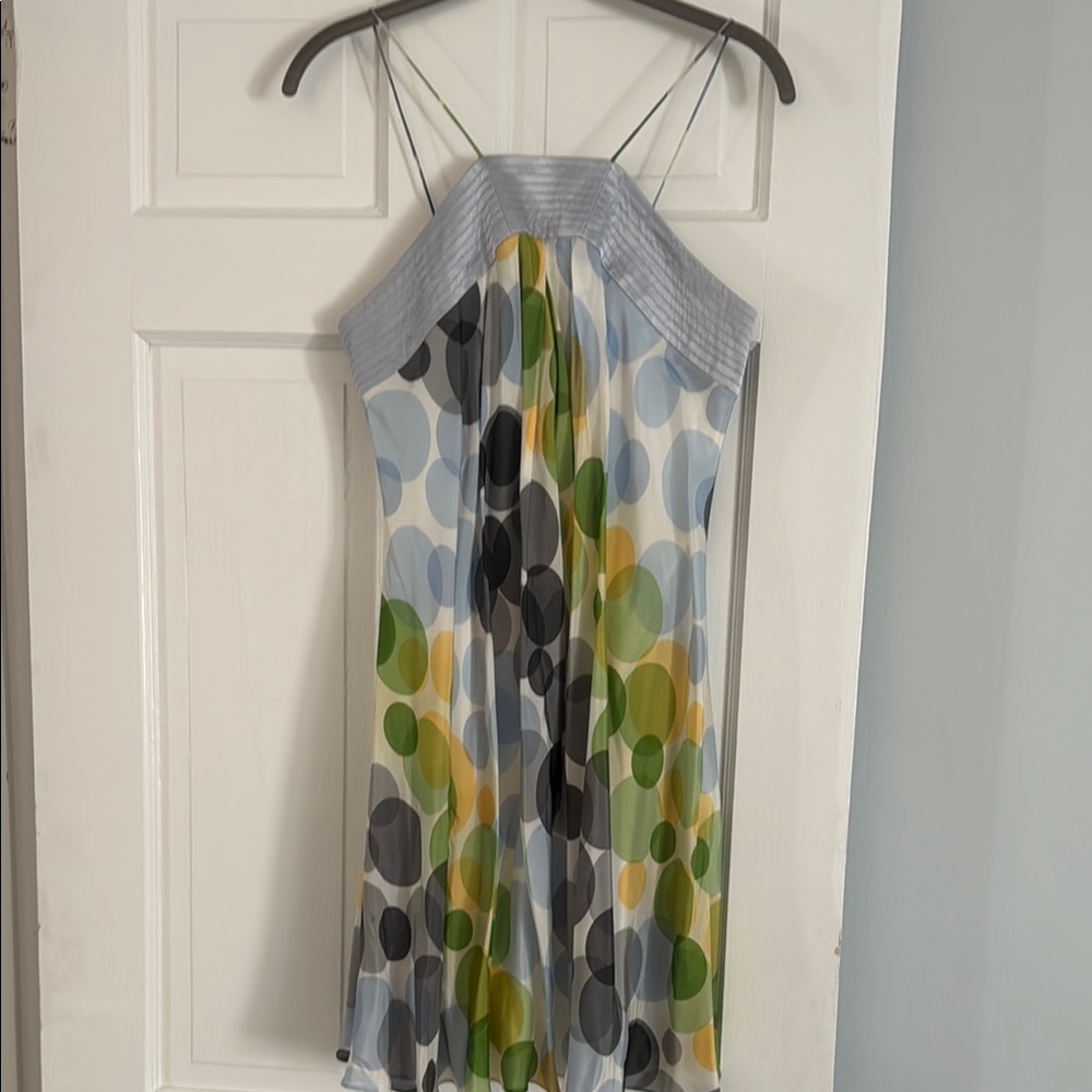 Badgley Mischka Polka Dot Mini Dress - Blue, Green, Yellow, Black